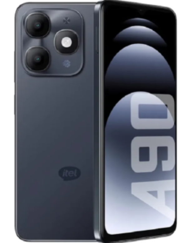 itel A90 Side Front & Back Black Colour