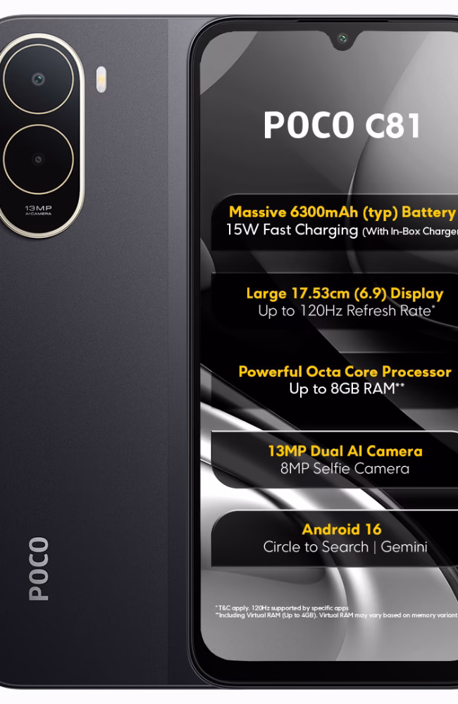 Xiaomi Poco C81 front & back